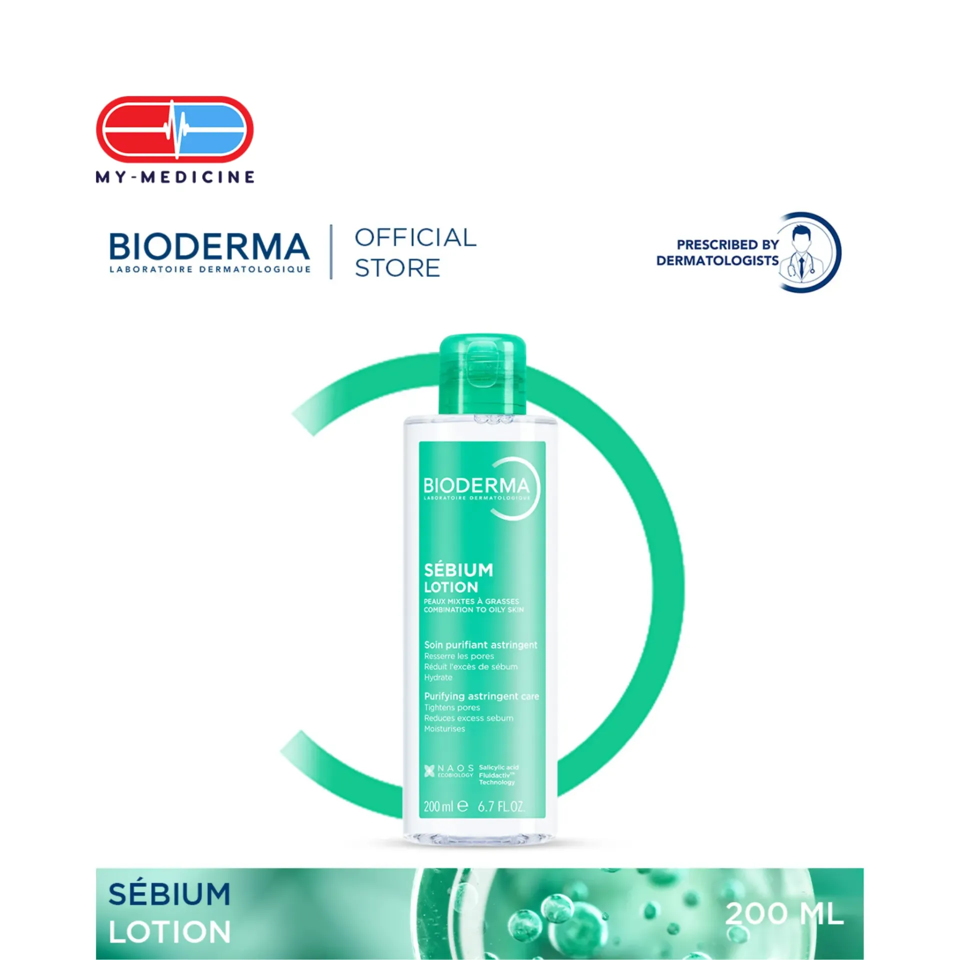 [CP040147] Bioderma Sebium Lotion Hydrating and Mattifying Toner (Combination to Oily, Acne-prone Skin) - 200 ml