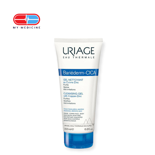 Uriage Bariederm Cleansing Cica-Gel for Weakend, Irritated Skin 200 ml, Exp Date 3/2027 (Waiting time 2-3 days)